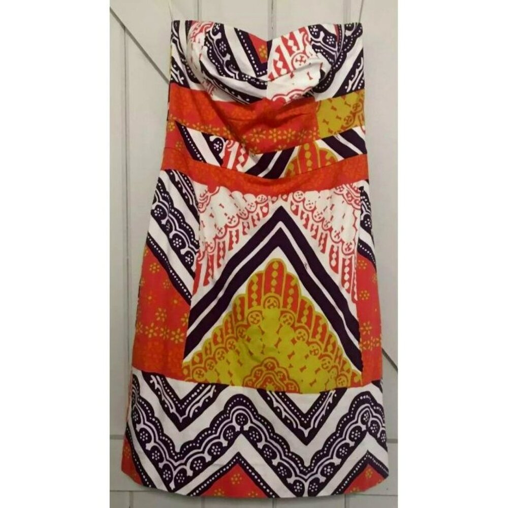 Trina Turk Bold Colorful Color Block Strapless Sheath Cora Dress SZ 8